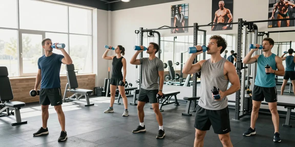 In der Deus Shop Trainingsszene heben Athleten Gewichte an und nutzen Fitnessgeräte zur Leistungssteigerung.
