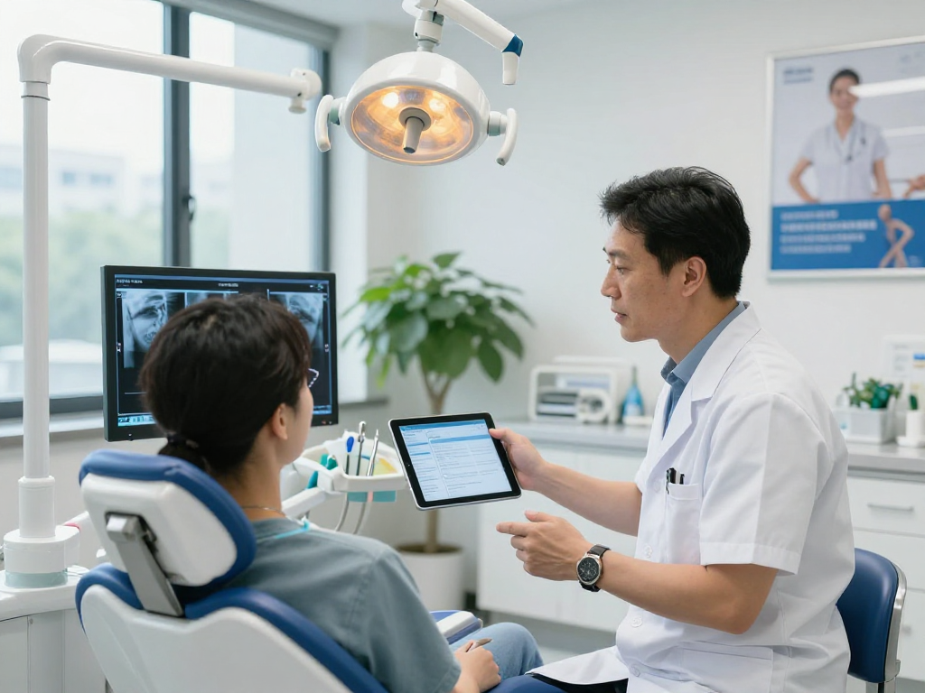 Orthodontic consultation focusing on Kieferorthopädie with patient and professional in clinic.