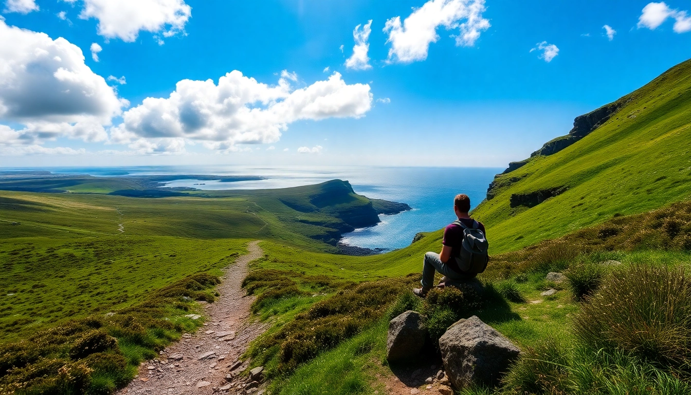 Wandern auf dem Beara Way Irland mit herrlichem Blick auf die Landschaft.