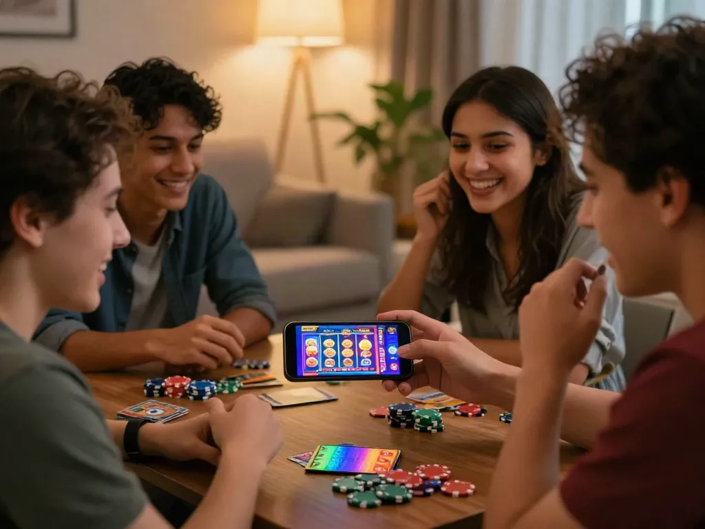 Der aktuelle Vergleich auf MeinBezirk zeigt eine Gruppe von Freunden, die zusammen mobile Casino-Spiele erleben.