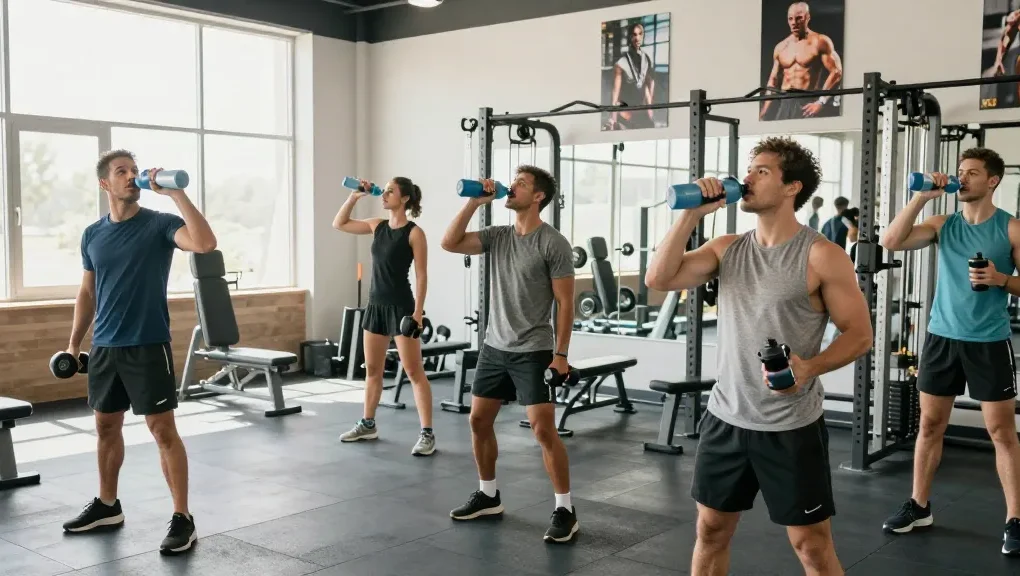 In der Deus Shop Trainingsszene heben Athleten Gewichte an und nutzen Fitnessgeräte zur Leistungssteigerung.